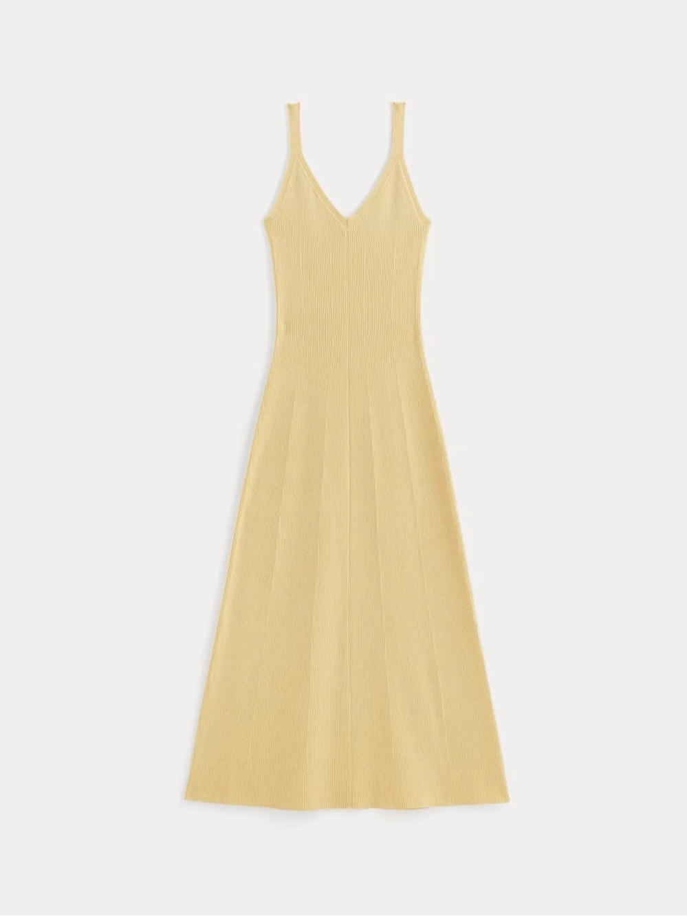 Everlane Pale Yellow Ribbed Midi Dress sz L